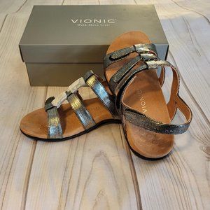 Vionic Rest Amber Backstrap Sandal Metallic Black Women's 10 NWT